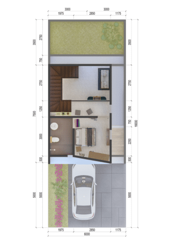 Denah Lantai 2 Detail - Tipe Kyra